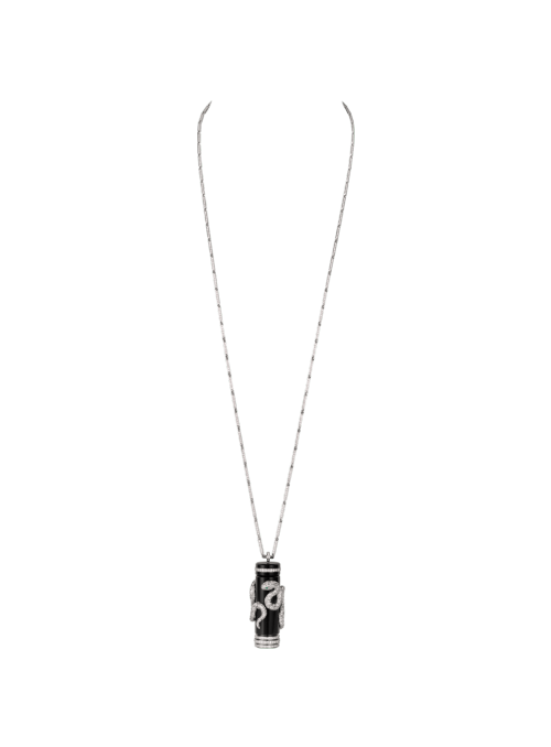 High Jewelry visible hour serpent décor pendant watch