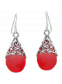 Floral Vine Ornate Teardrop Natural Shell .925 Silver Earrings